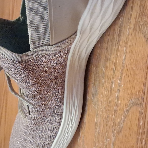 You By Skechers Women's Knit Lace-Up Slip-On Sneakers in Sparkly Taupe and White - Picture 8 of 16